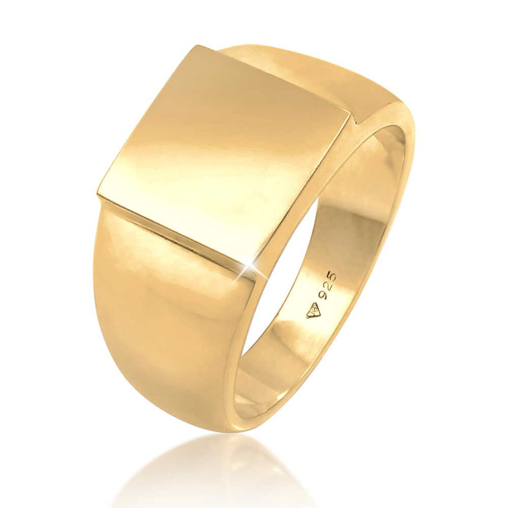 KUZZOI KUZZOI Bague Hommes Sceau Rectangle Brillant Basique Solide en argent sterling 92 Bague