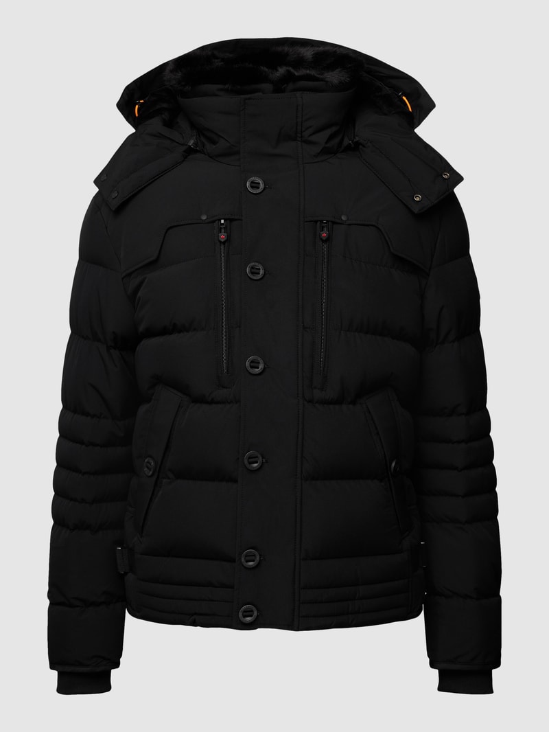 Steppjacke mit Label-Patch in schwarz