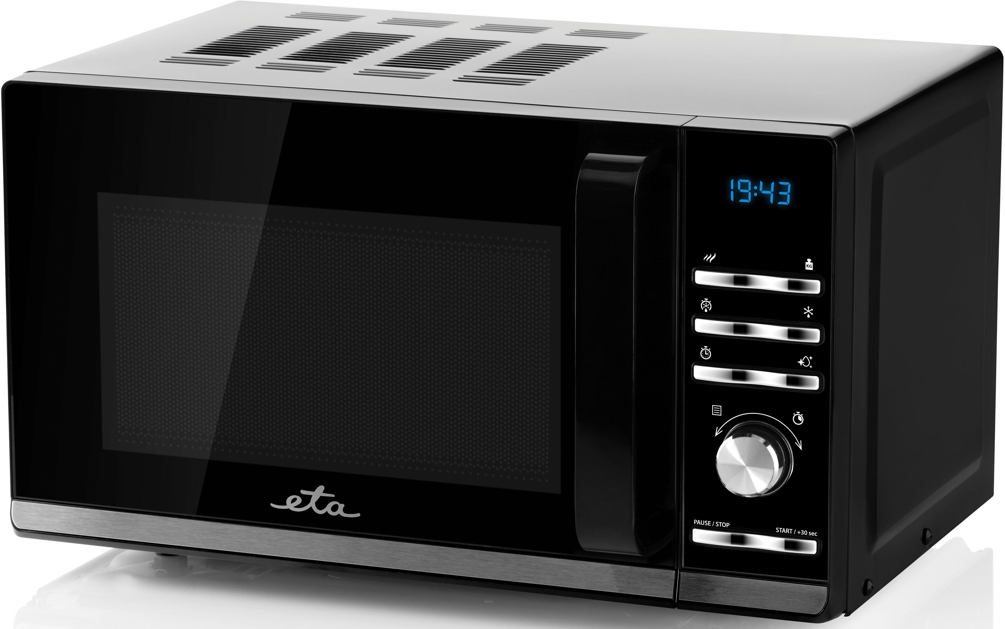eta Mikrowelle Galeto ETA121090010, Mikrowelle, 20 l, schwarz mit 3 Auftaufunktionen und 700 Watt