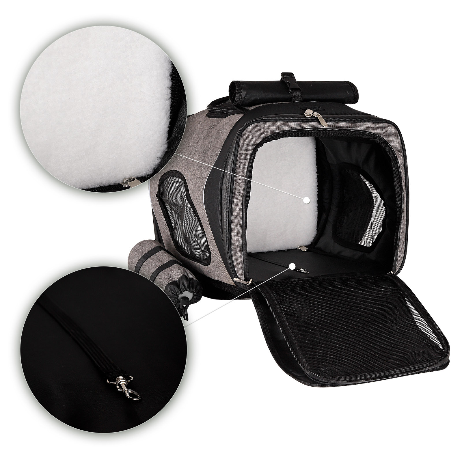 Lionto Tragetaschen Lionto Haustier-Rucksack grau/ schwarz