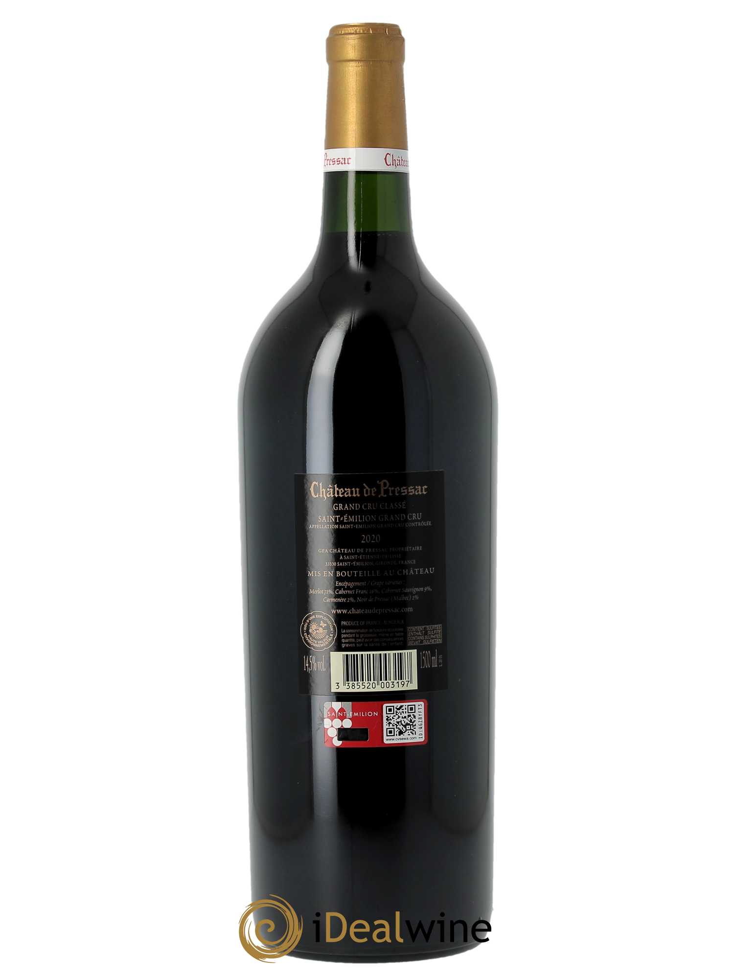 Château de Pressac Grand Cru Classé (CBO à partir de 6 MG) 2020 - Lot de 1 Magnum
