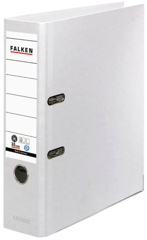 Falken Ordner DIN A4 80 mm Weiß 2 Ringe 11285897 Pappkarton, PP (Polypropylen)