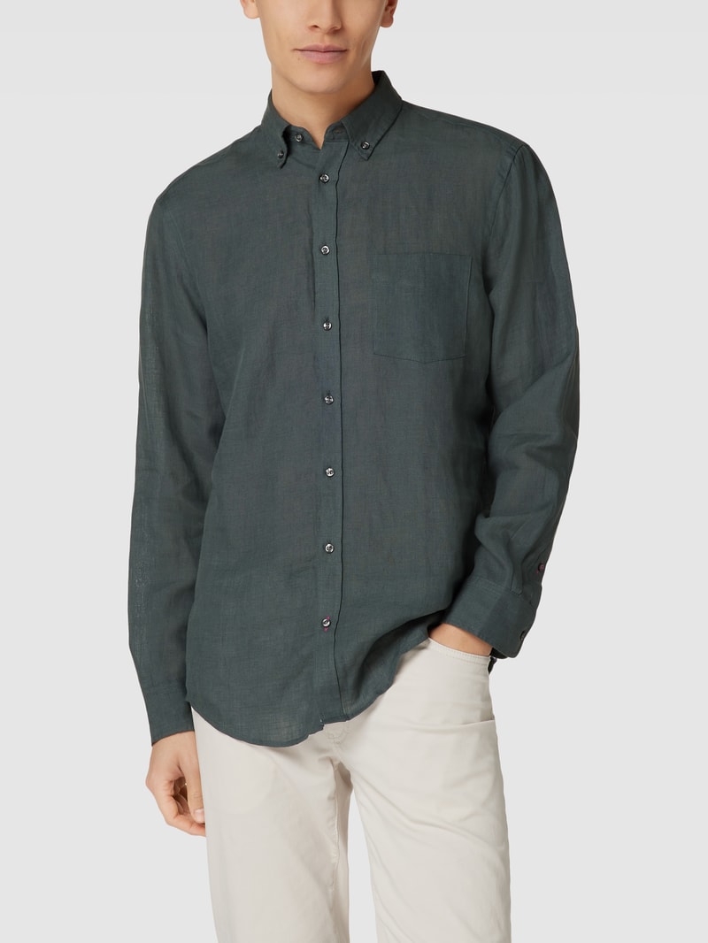 Freizeithemd mit Button-Down-Kragen in stein