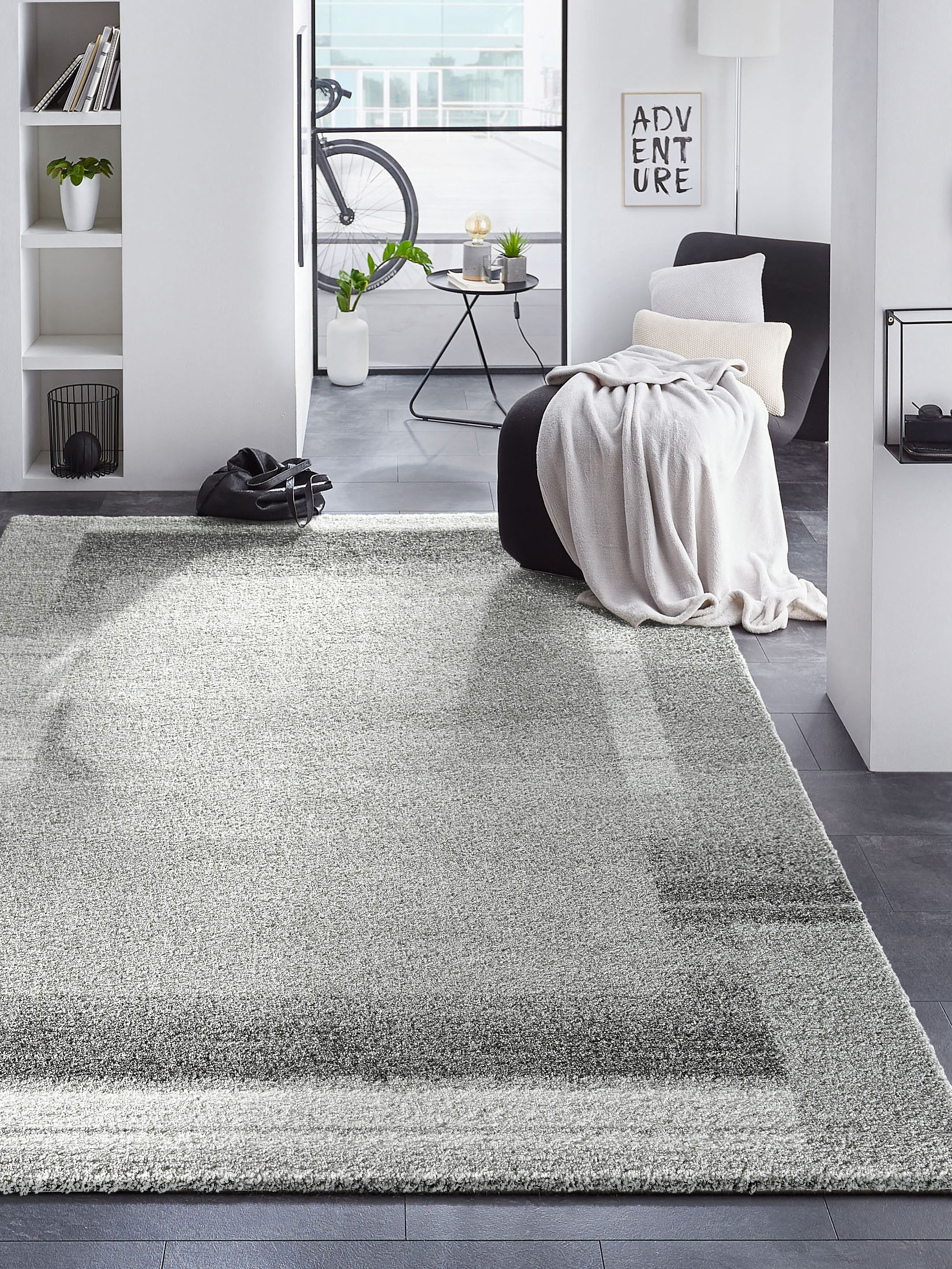 Night Life Moderner Teppich, Silber