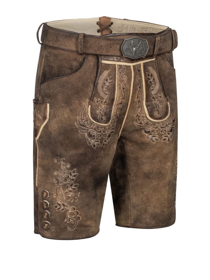 Nübler Lederhose kurz Heinz in Braun günstig kaufen