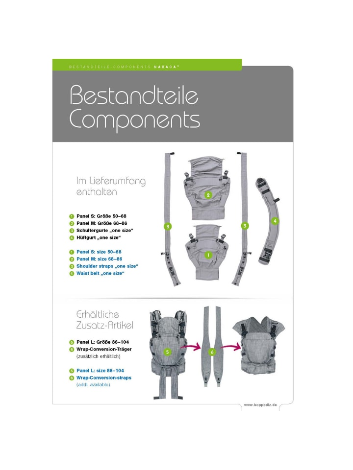 Hoppediz Babytrage Nabaca Basic-Set in London grau günstig kaufen onesize