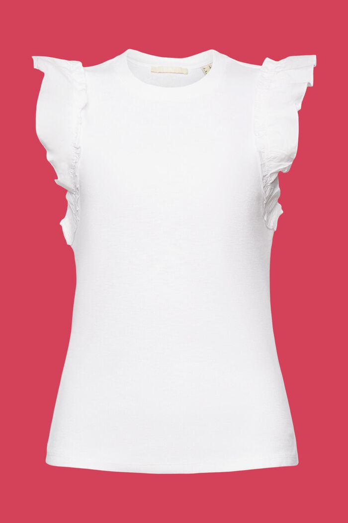 Geripptes Tanktop mit Rüschen