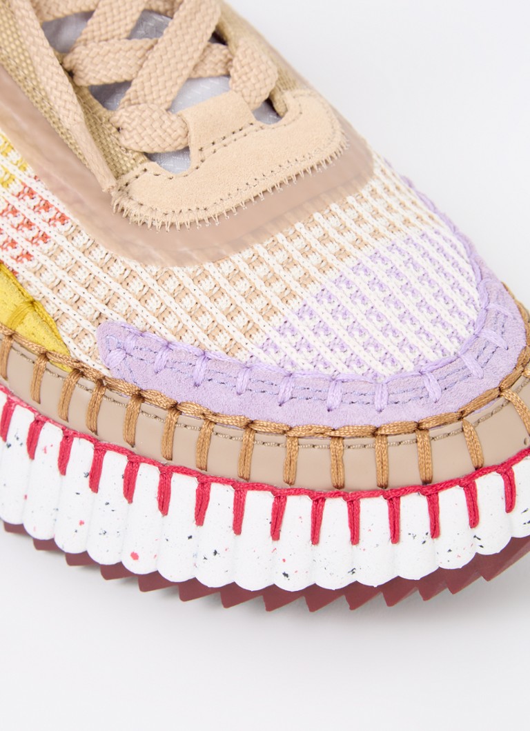 Chloé  Nama sneaker met gebreid bovenwerk en suède details