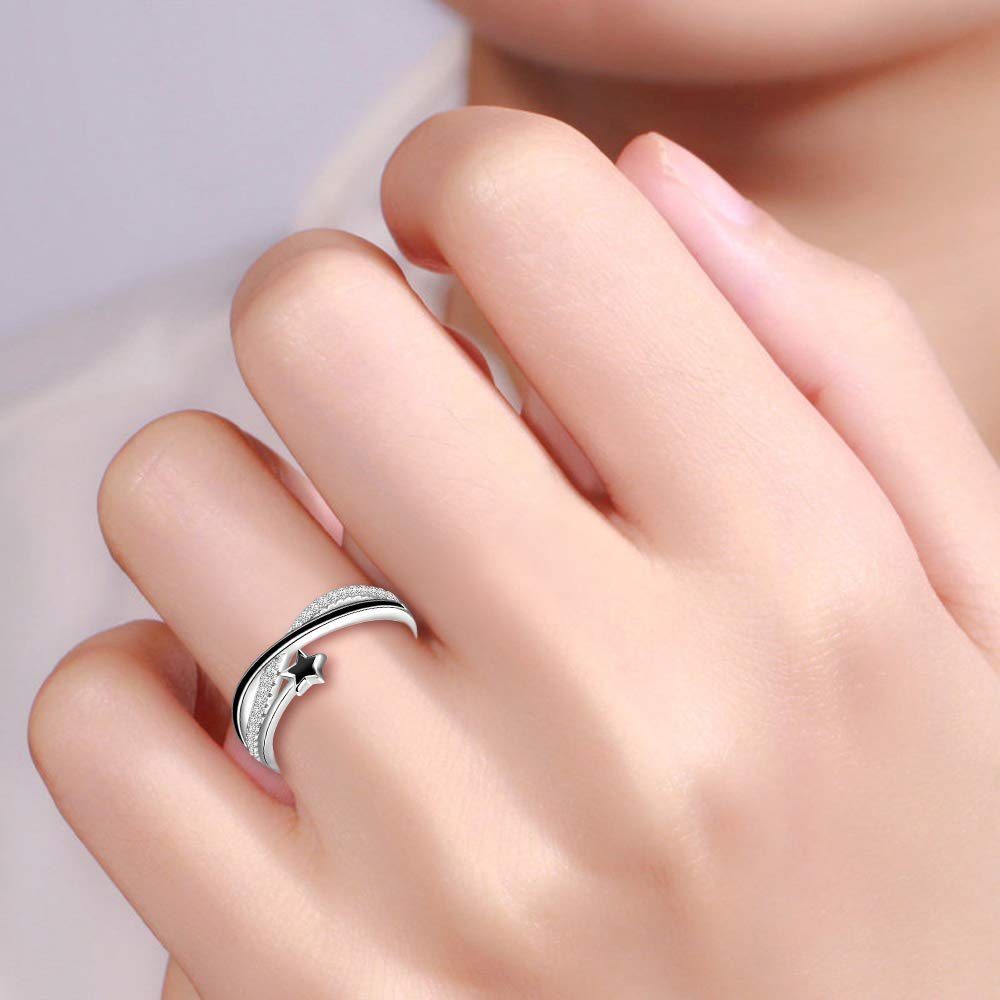 POCHUMIDUU Fingerring Damen-Ring Einstellbar Jahrestag Knoten Stern Zirkonia (1-tlg), für Frauen Mädchen