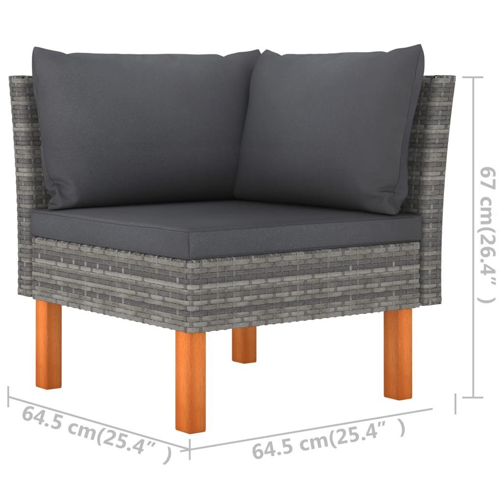 vidaXL Gartenlounge-Set 3-Sitzer-Gartensofa mit Kissen Grau Poly Rattan, (1-tlg)