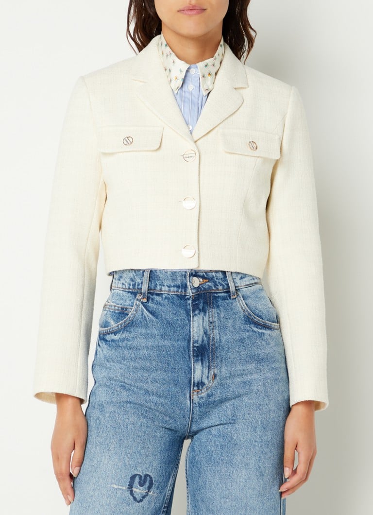 Jachetă scurtă Sandro cu garnitură din tweed