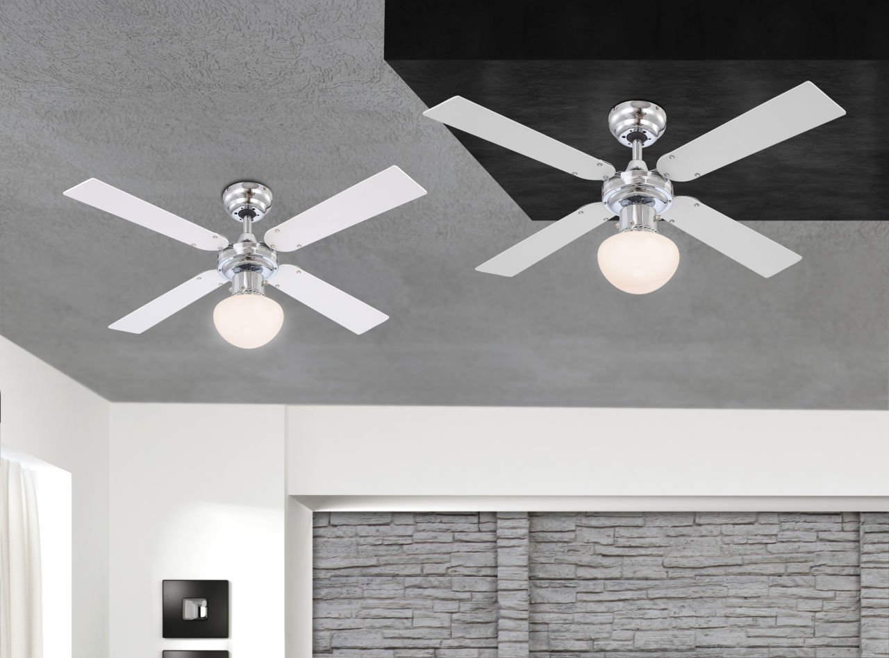 Globo Lighting - CHAMPION - Ventilator Metall verchromt, 1x E27