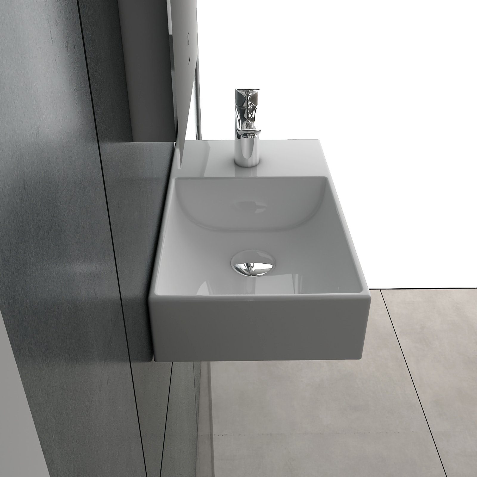 Alpenberger Waschbecken für Gäste WC & Bad - Keramik Miniwaschbecken Washbasin (1-tlg, Spülbecken), Hängewaschbecken Eckig, Weiß, 45 cm Breit