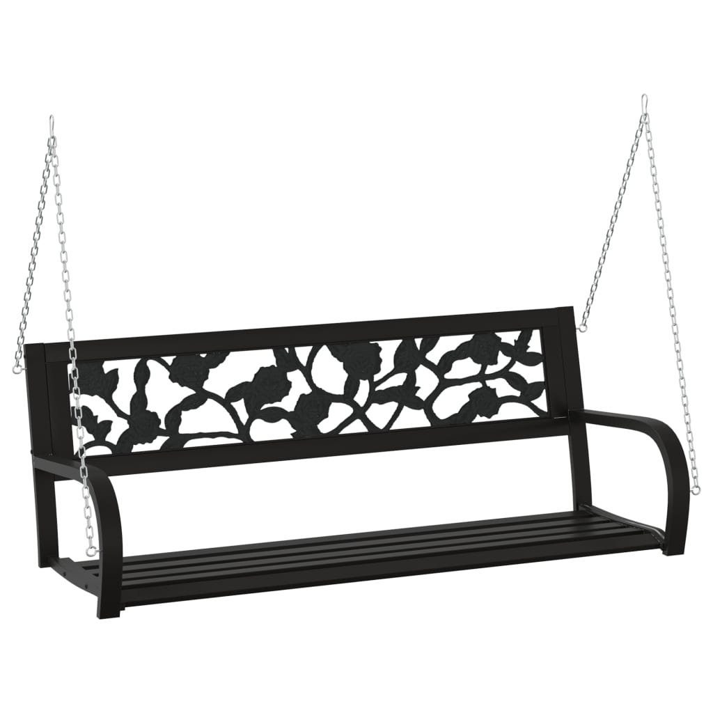 vidaXL Hollywoodschaukel Hollywoodschaukel 125 cm Stahl und Kunststoff Schwarz 2-Sitzer