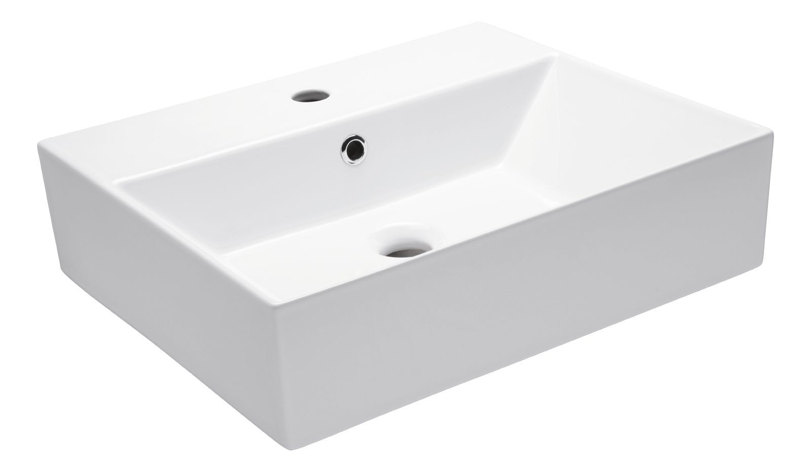 aquaSu Waschbecken Malea (Hänge-Waschtisch, 1-St), 50 cm, Keramik, Weiß, Überlauf, Hahnloch mittig, 562294