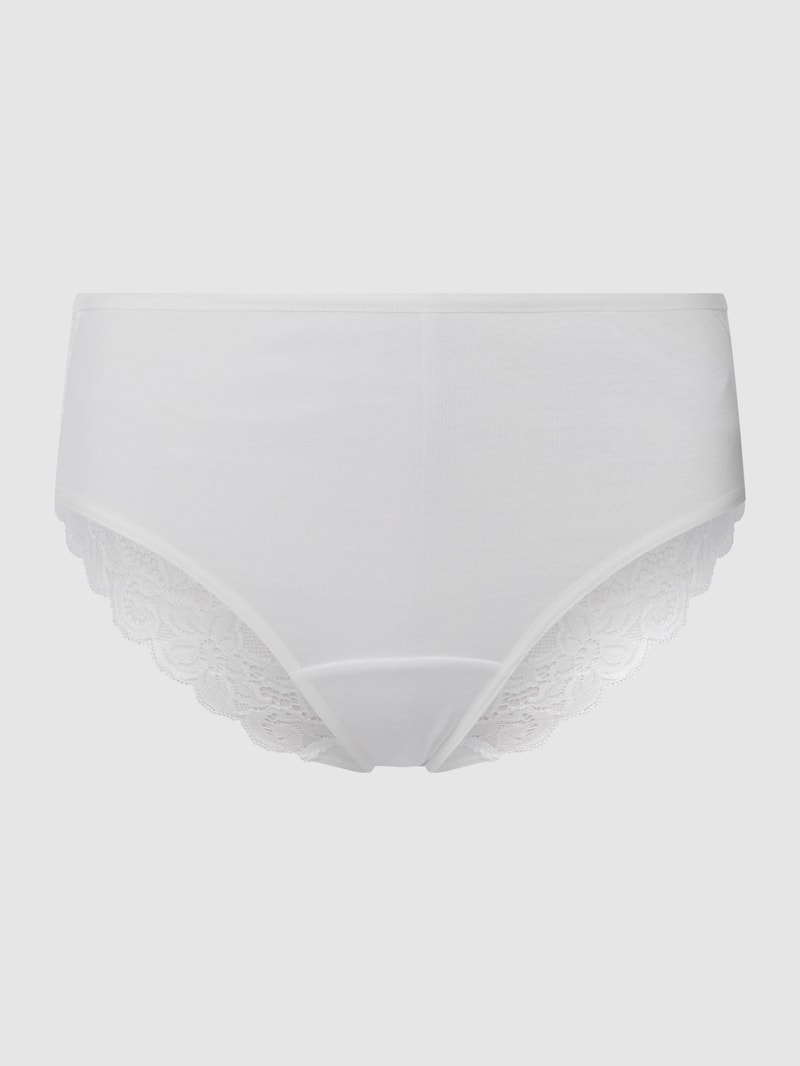Slip aus Feinripp mit Spitzeneinsatz Modell Moments in weiß