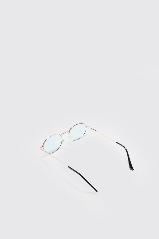 Grüne ovale Sonnenbrille mit Metall-Gestell
