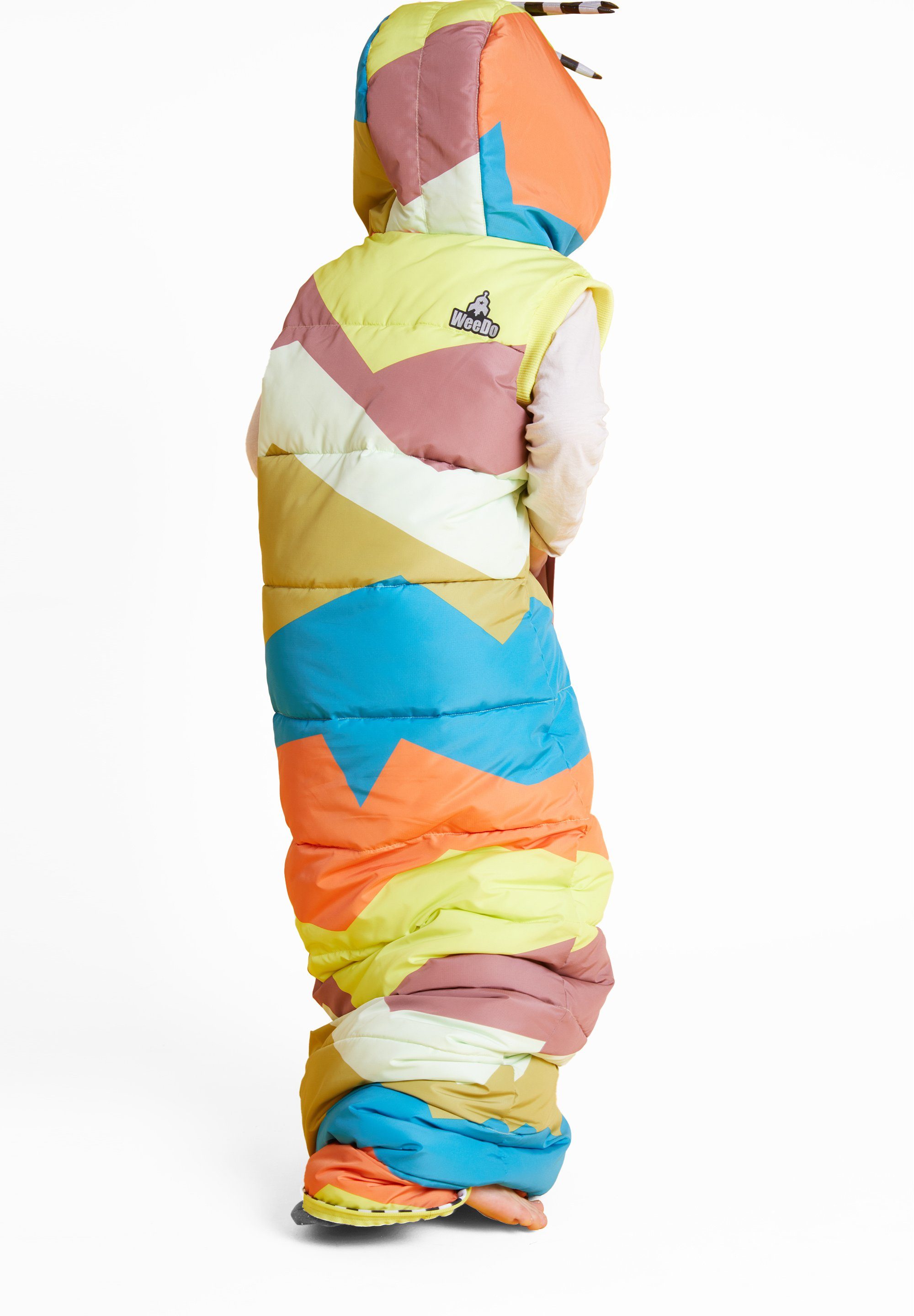 WeeDo Funktionsweste WOODY Bird aus einem Schlafsack wird Dank des Kordelzugs eine Weste