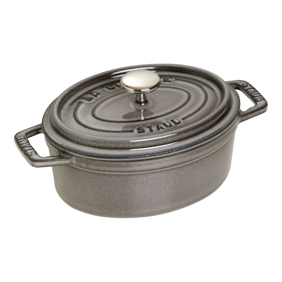 Cocotte 15 cm, oval, Graphit-Grau, Gusseisen