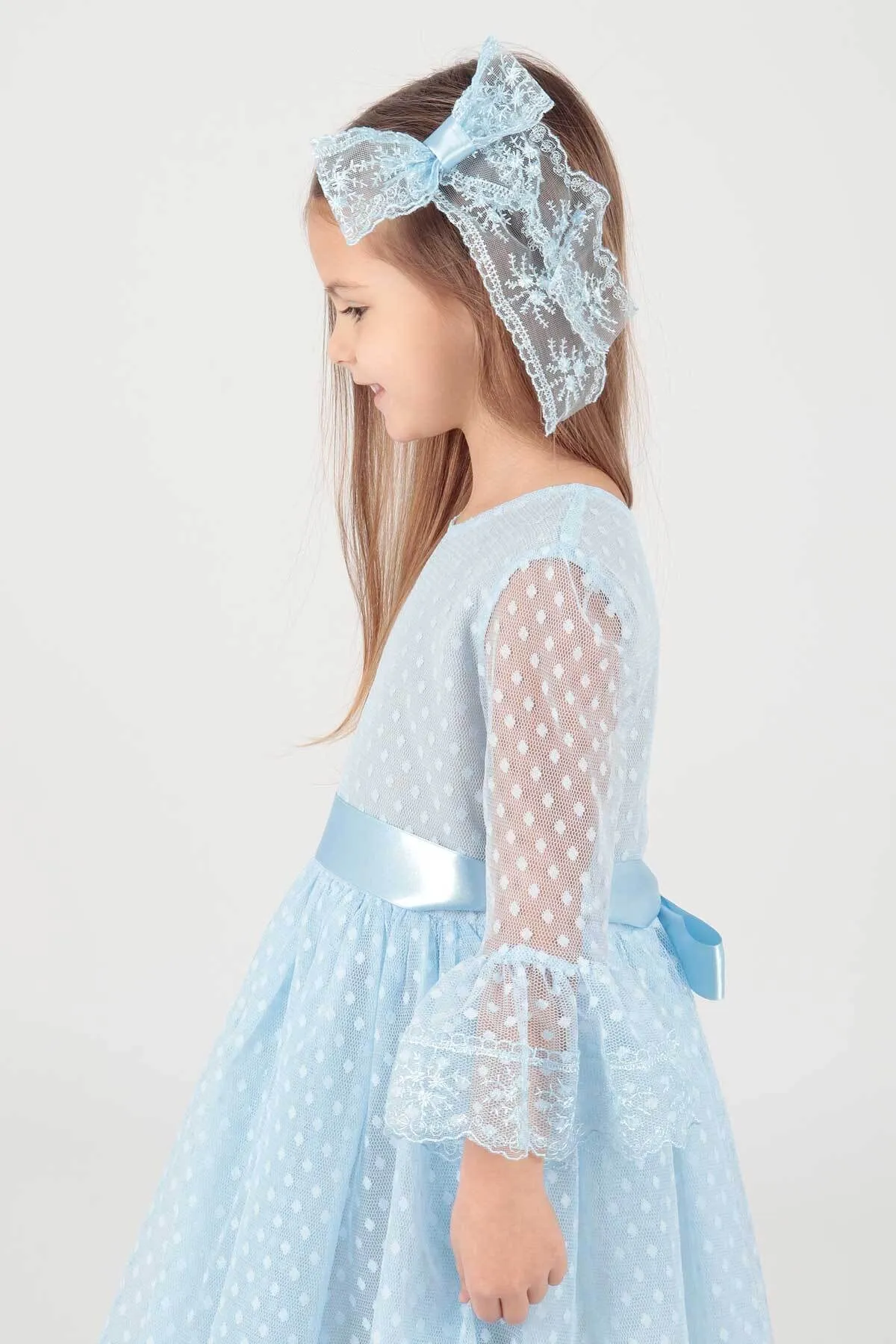 AHENGİM  Trendiges Abendkleid für Mädchen mit Schnalle und Tüllspitze Ak2209