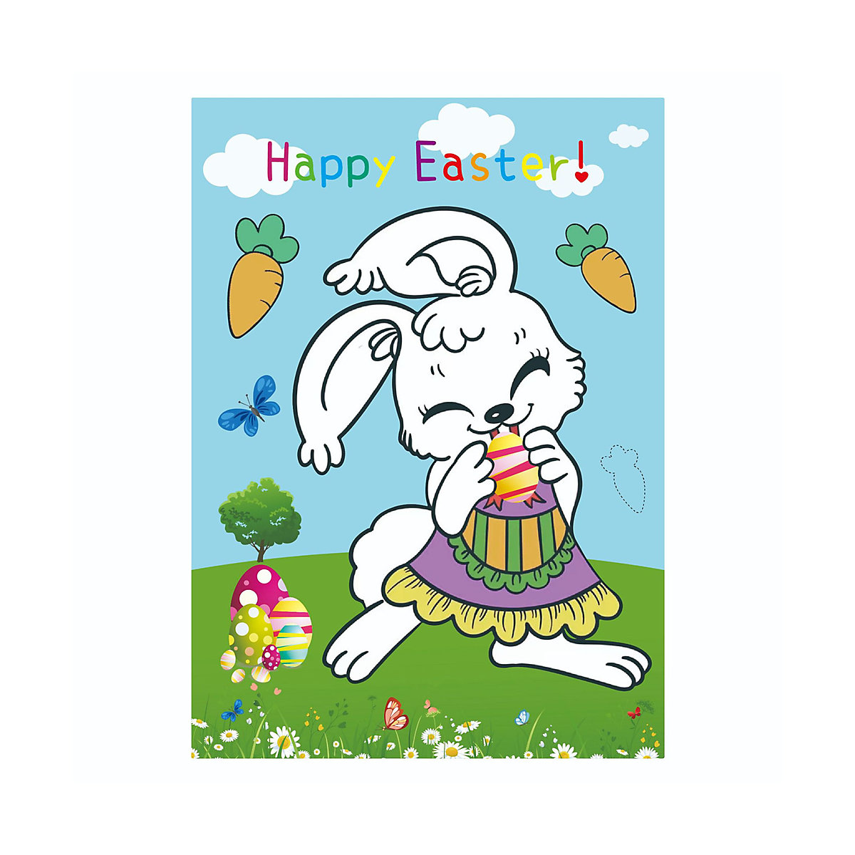 Ostern Spiel Osterhasen Poster mit 24 Aufkleber Mitgebsel für Kinder