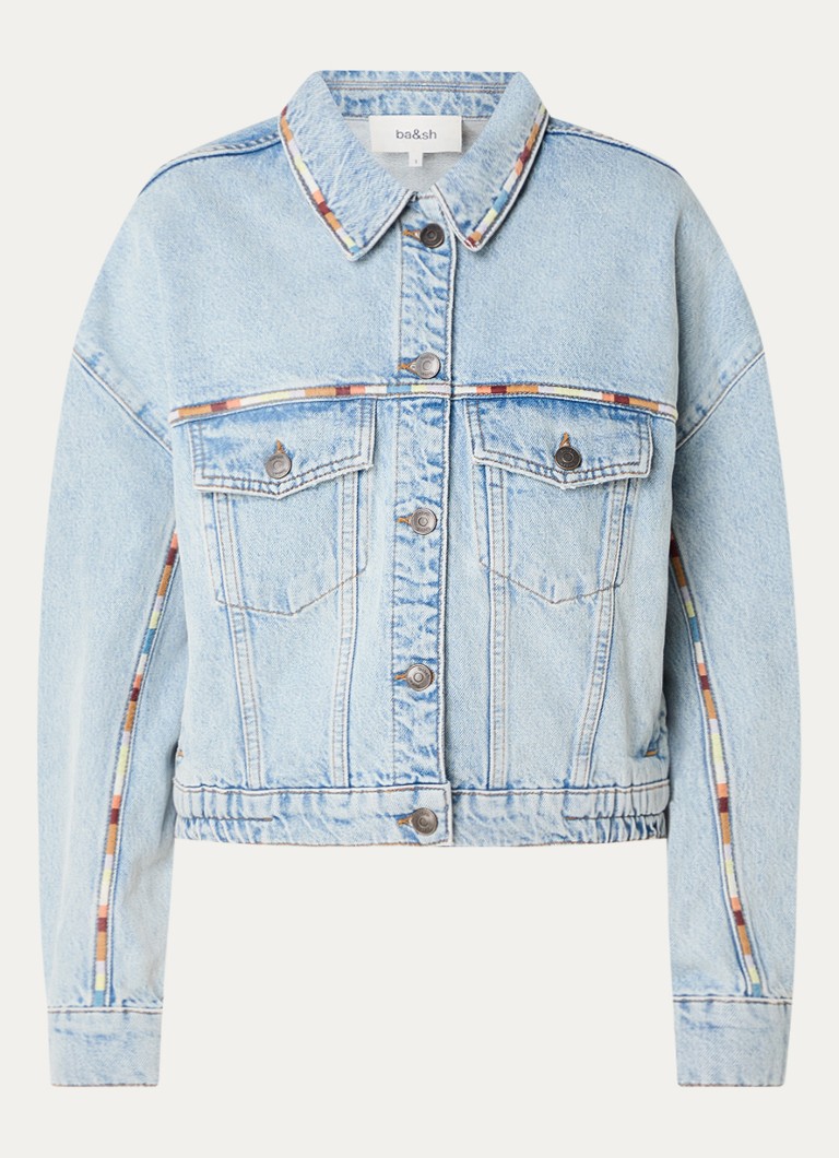 Jachetă din denim Ba&sh Fox cu broderie și buzunare laterale.