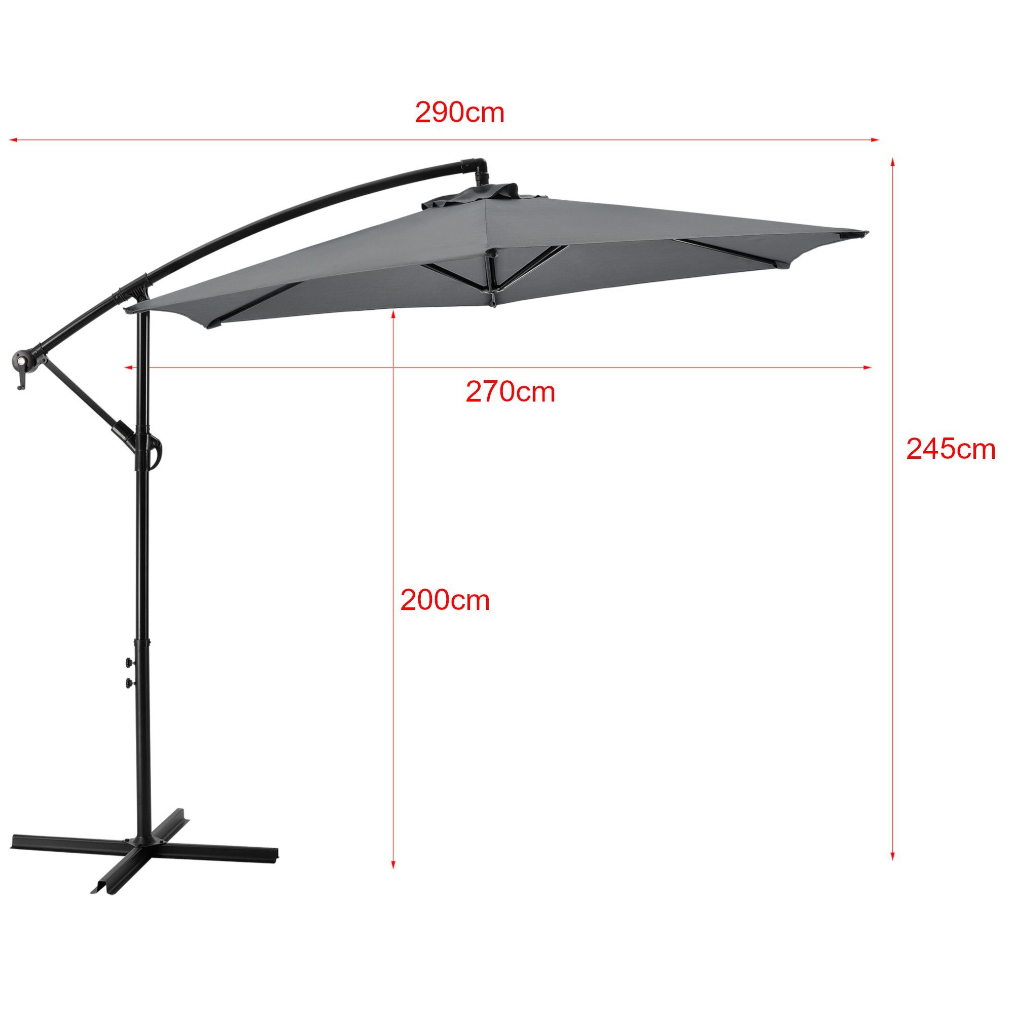 Sonnenschutz, casa.pro, blickdicht, Ampelschirm Budva Sonnenschirm mit Schirmständer 270cm