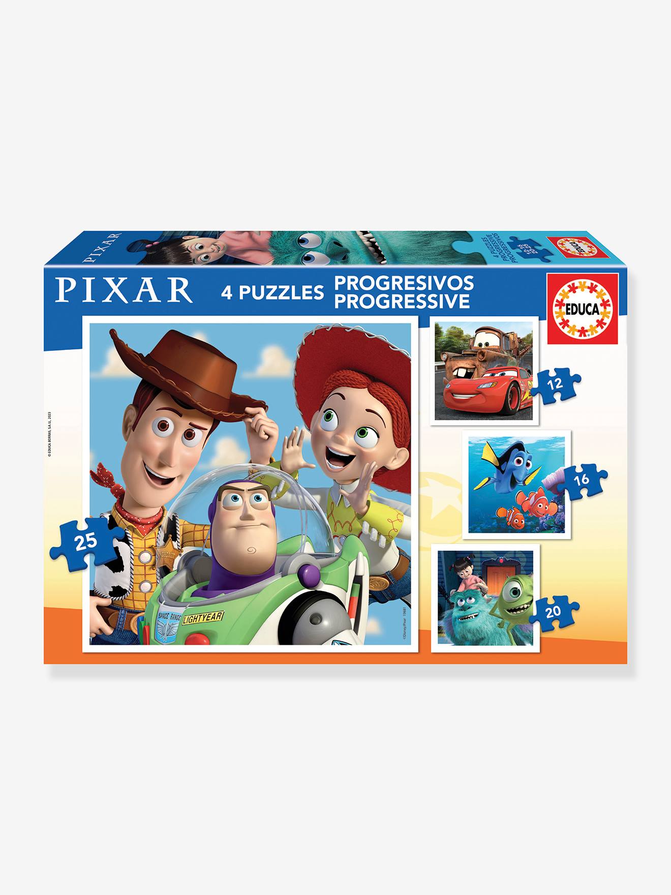 Educa 4er-Set Kinder Puzzles PIXAR EDUCA, 12-25 Teile - mehrfarbig