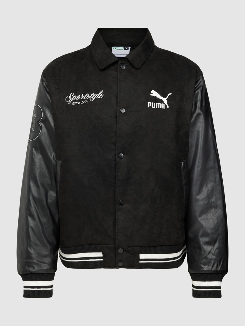 College-Jacke mit Label-Stitching in schwarz
