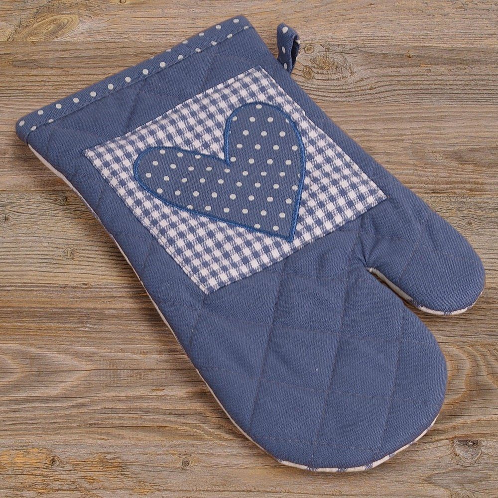 matches21 HOME & HOBBY Topflappen Topfhandschuh Landhaus Premium Karo Herz 33x17 cm, (1-tlg)