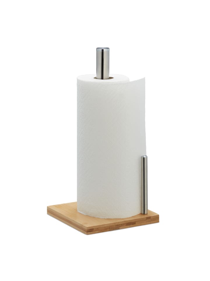 relaxdays Küchenrollenhalter in Natur/ Silber - (B)16 x (H)33 x (T)16 cm günstig kaufen onesize