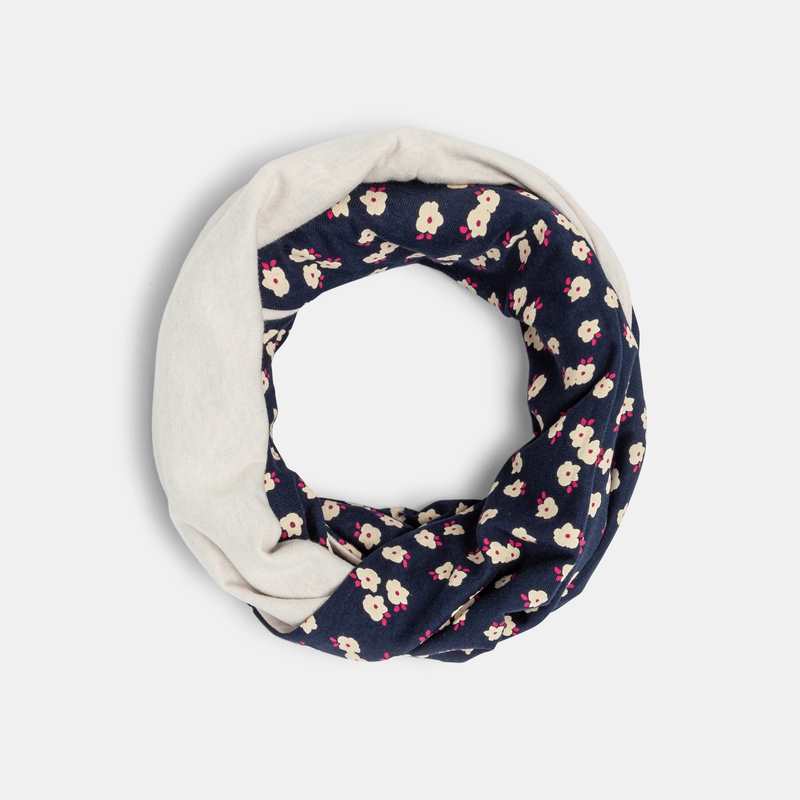Snood bi-face en jersey bleu fille
