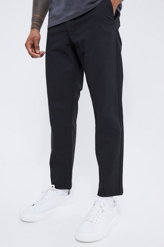 Kurze strukturierte Slim-Fit Chino-Hose