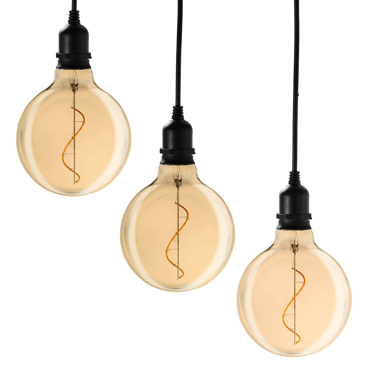 Weles 3er Set Glaskugel Glow gold mit Netzstecker