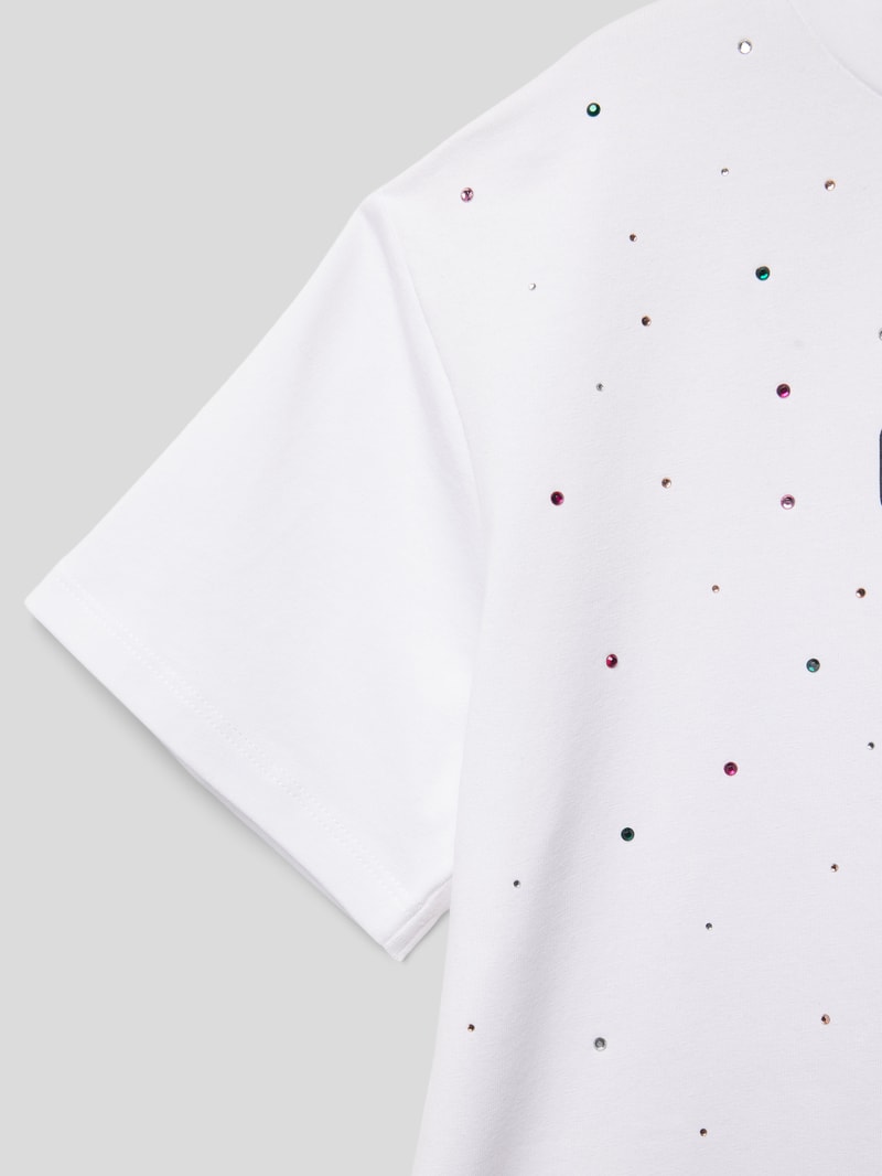 T-Shirt mit Ziersteinbesatz in weiß