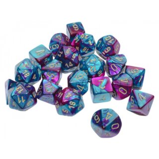 Gemini Bag of 20 Polyhedral Purple Teal/Gold (Limited Edition)