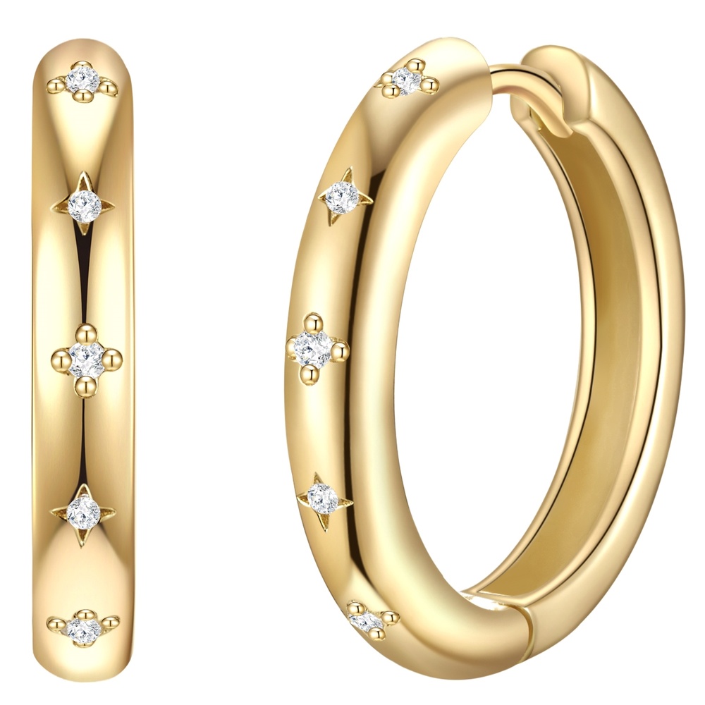 Glanzstücke München Créoles en argent Argent sterling Oxyde de zirconium (CZ) en Or jaune Boucles d'oreilles