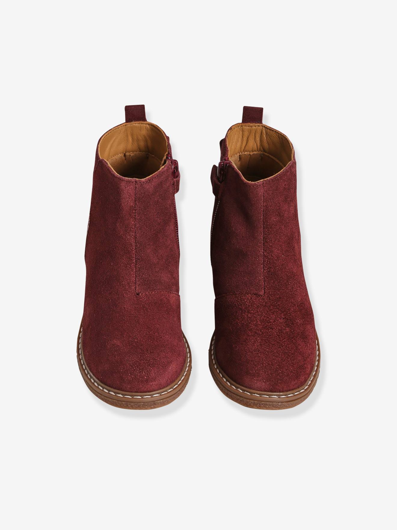 Boots cuir à noeud fille camel