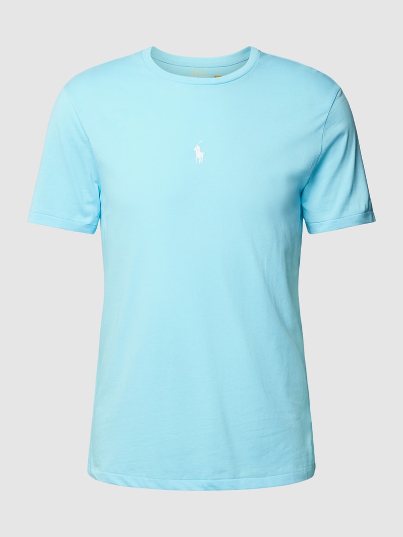 T-Shirt mit Logo-Stitching in aqua blau