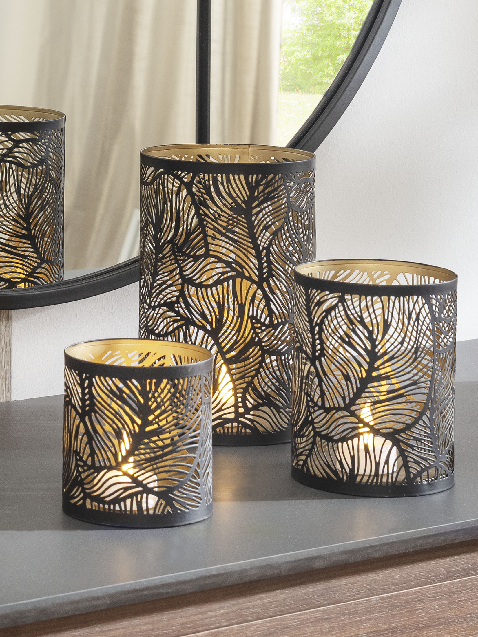 Lisborg Windlicht, Black/Gold
