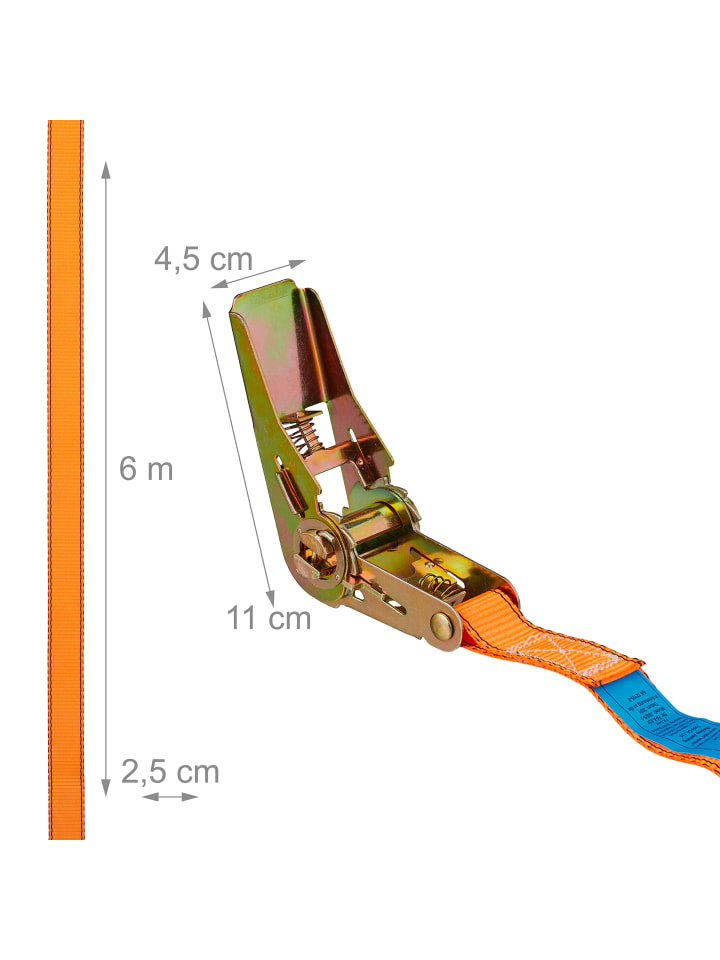 relaxdays 4 x Spanngurte in Orange - 6 m günstig kaufen onesize