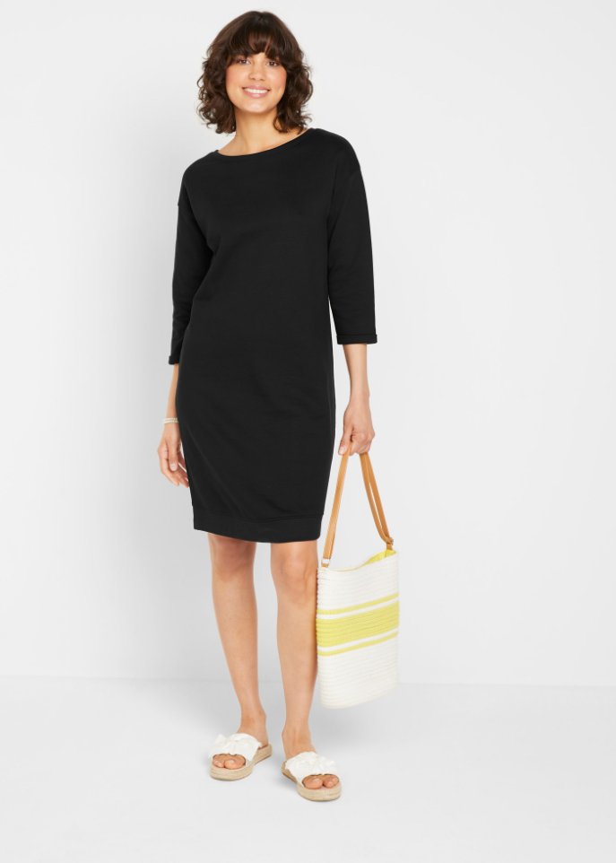 Sweatkleid mit U-Boot-Ausschnitt