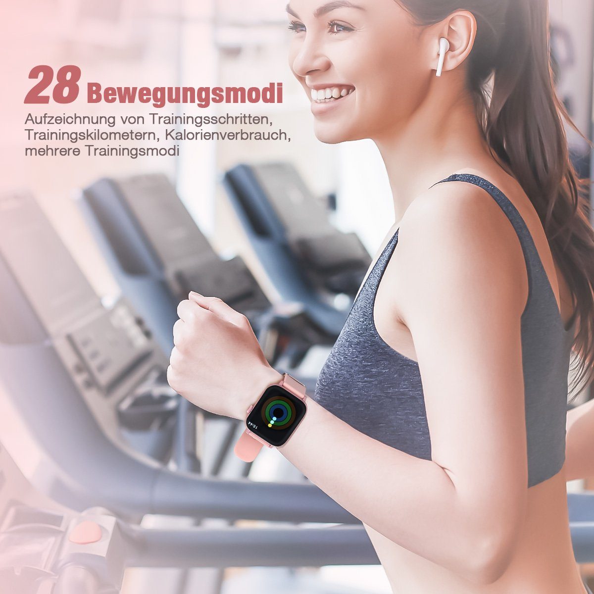 ombar Fitness Tracker Uhr Damen und Herren Smartwatch (Pulsmesser Schrittzähler Schlafmonitor cm/1,9