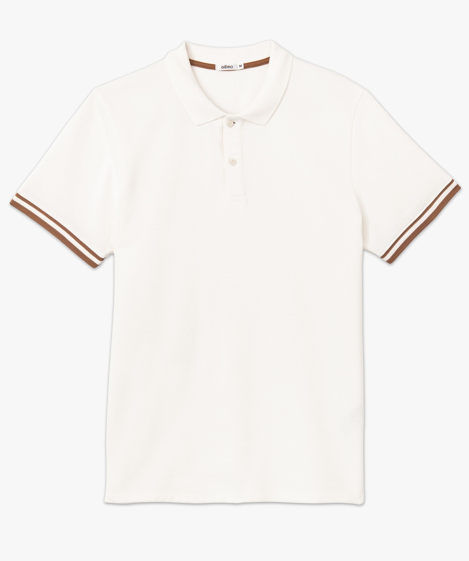 Polo homme à manches cortes en maille épaisse blanc | GEMO