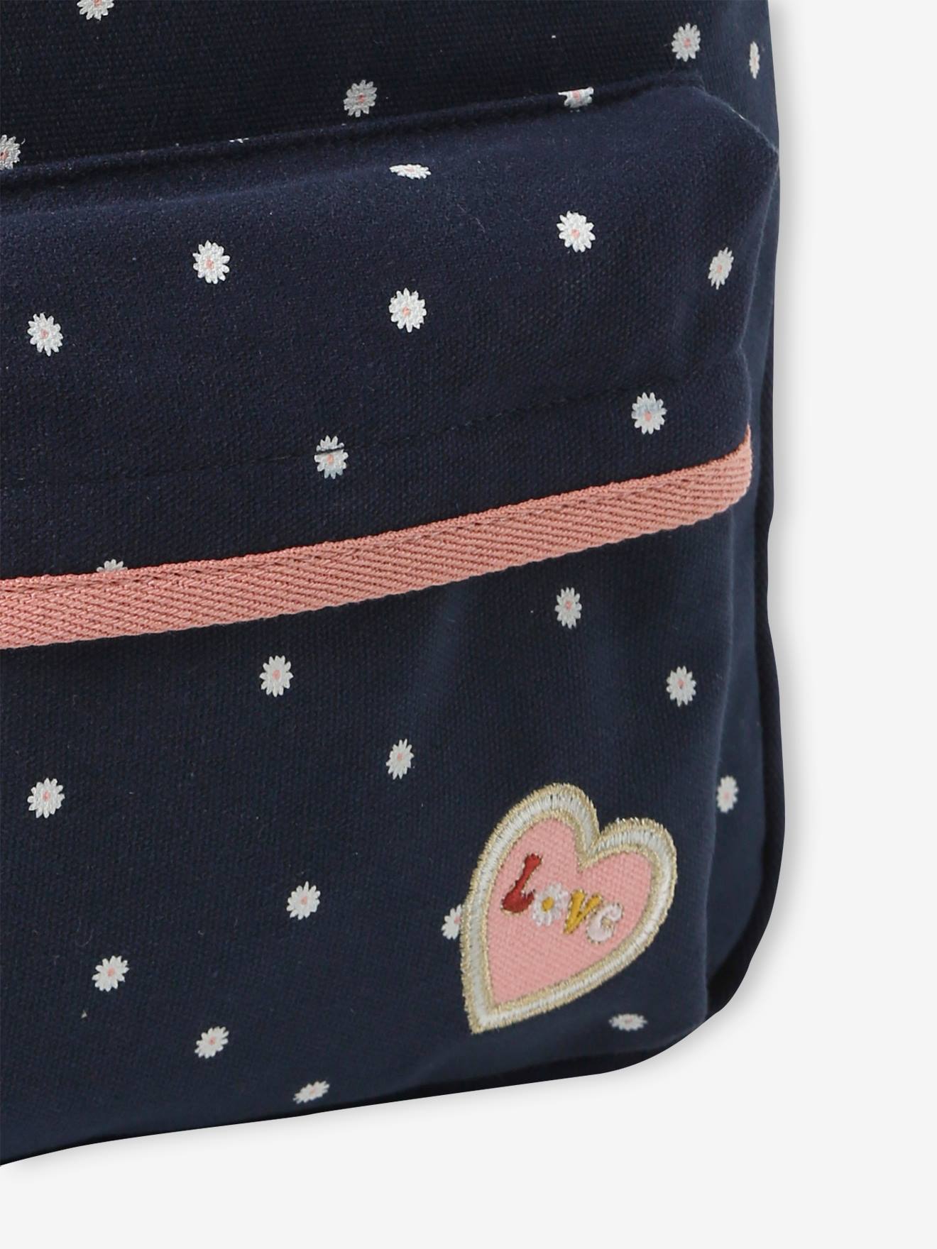 Vertbaudet Mädchen Schulrucksack FLOWER POWER - nachtblau