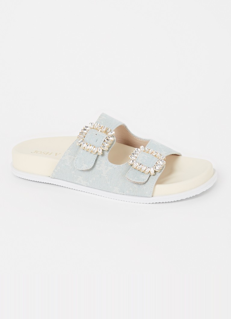 JOSH V Mecia denim sandal with rhinestones