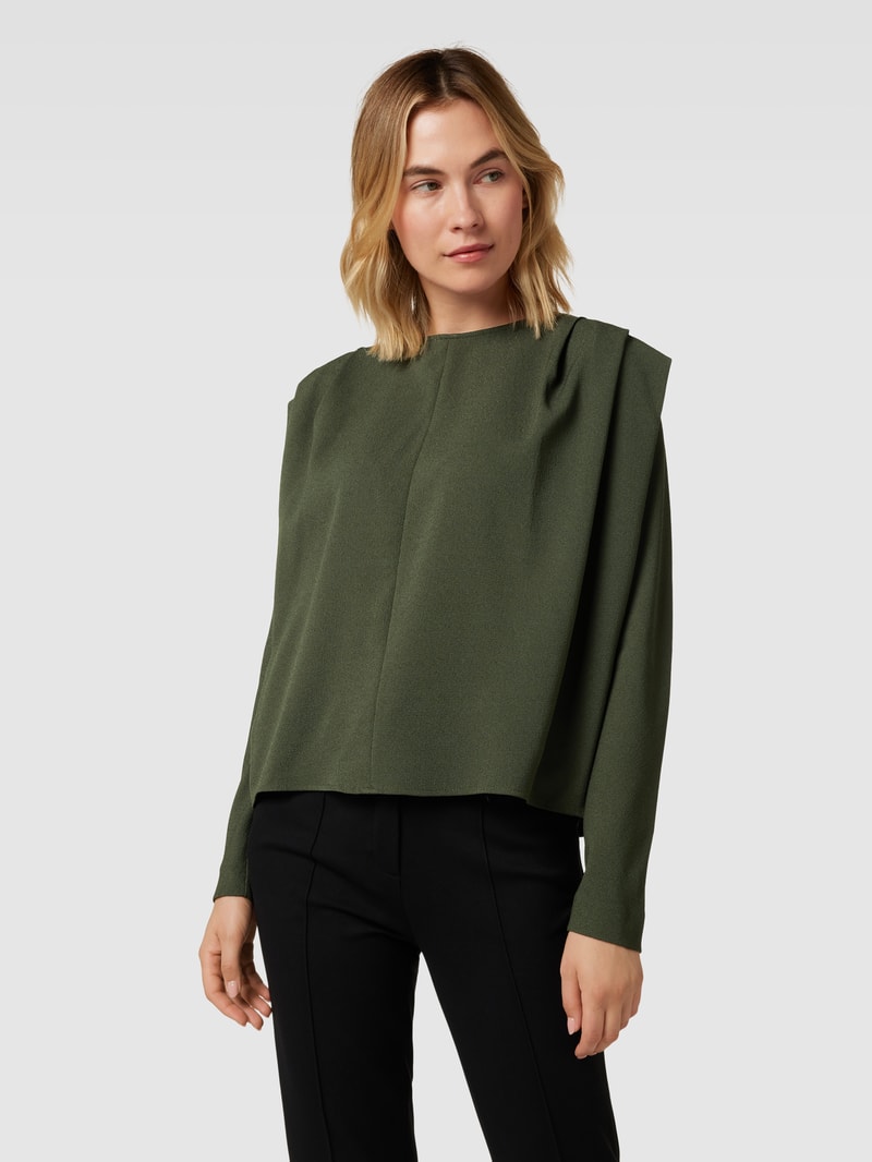 Bluse mit gelegten Falten Modell 'CALLA MOSS' in dunkelgrün