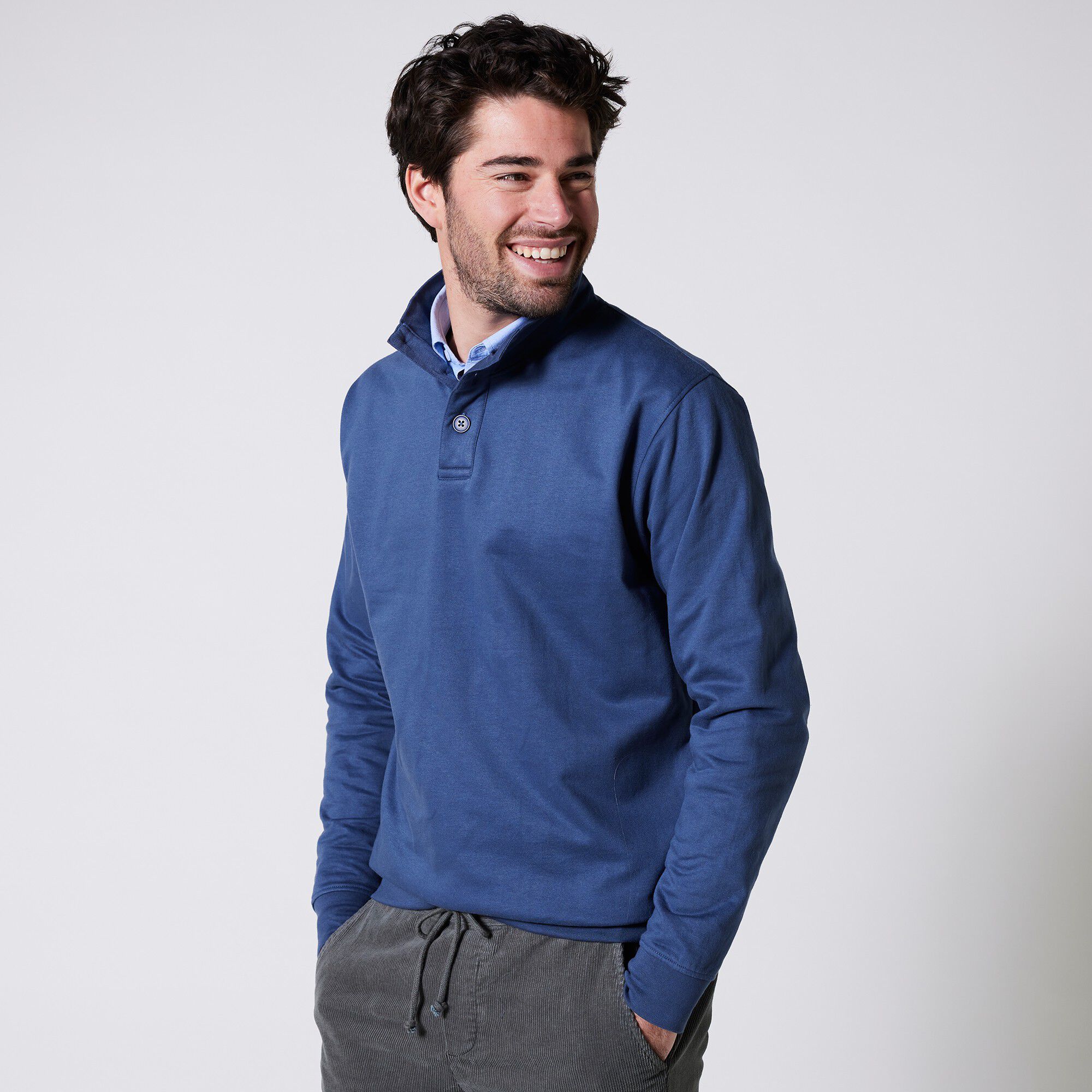 Sweat col montant boutonné en molleton