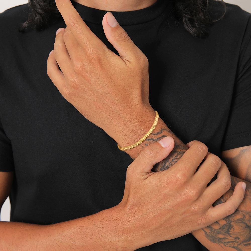 KUZZOI KUZZOI Bracelet Femme Flat Elegant Snake Chain Herringbone Trend en argent sterli Bracelet