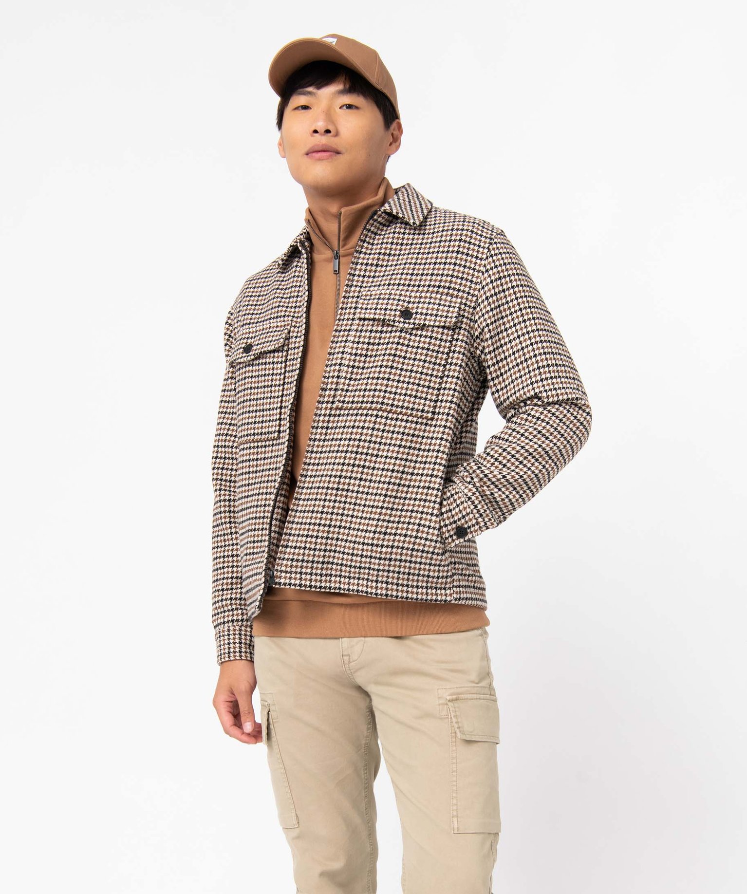 Sweat homme avec col zippé marron | GEMO
